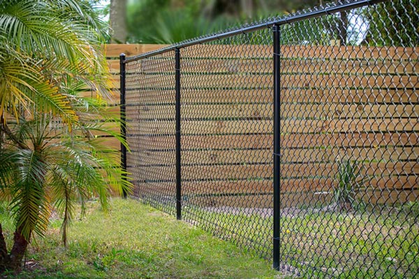 black-chain link fence